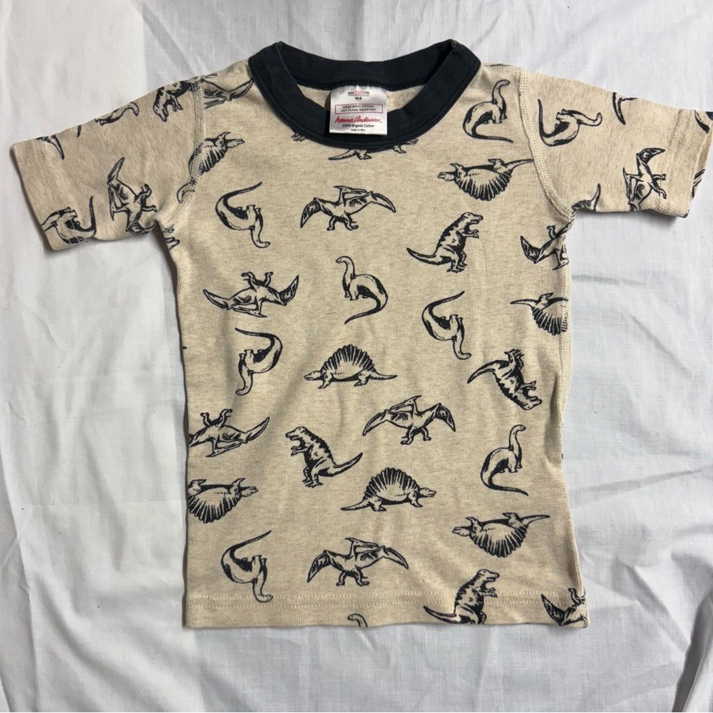 Hanna Andersson Tan Dinosaur Print Kids Shirt